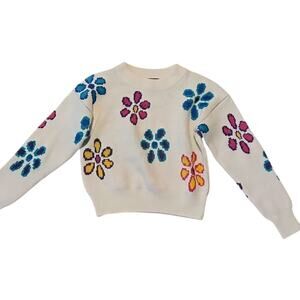 Wild Fable white sweater with flowers juniors size medium